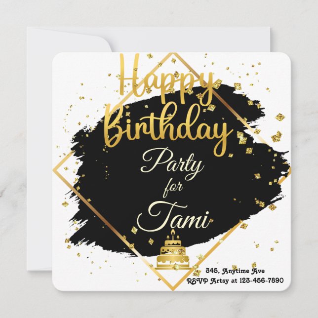 Gold & Black Geburtstag  (Vorderseite)