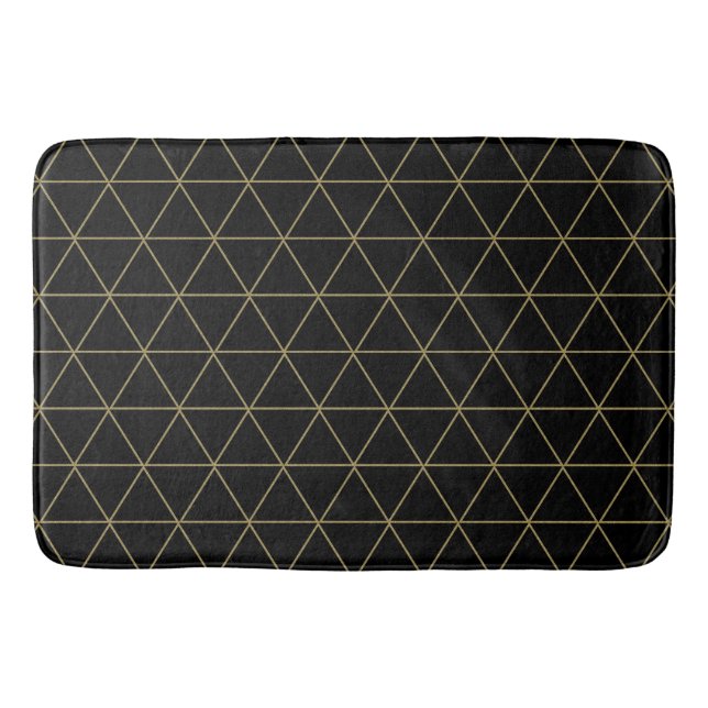 Gold Black Geometric Triangle Boho Glam Minimal Badematte (Vorderseite)