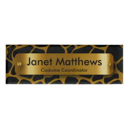 Gold & Black Giraffe-Muster mit Goldschmuck Namenschild