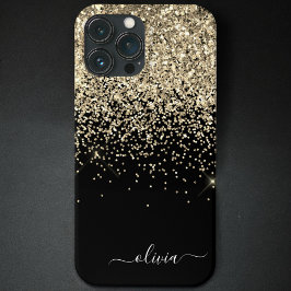 Gold Black Girl Glitzer Sparkle Monogram Name Cas Case-Mate iPhone Hülle