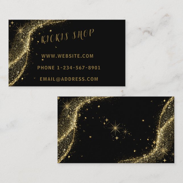 Gold Black Girl Star Business Card Visitenkarte (Vorne/Hinten)