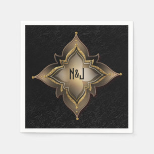 Gold Black & Glam Exotic Chic Blume Party Serviette