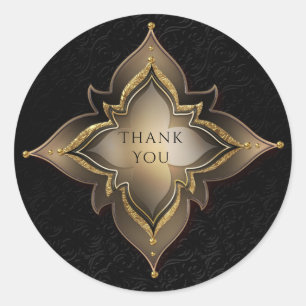 Gold & Black Glam Exotische Blumengeparty-Geschenk Runder Aufkleber