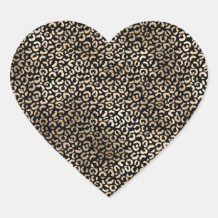 Gold Black Glam Leopard Print Herz-Aufkleber