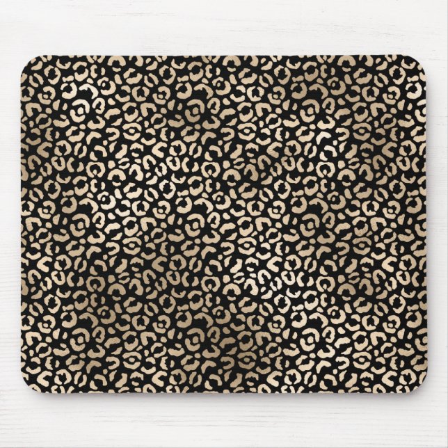 Gold Black Glam Leopard Print Mousepad (Vorne)