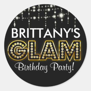 Gold & Black GLAM-Typografie-Party-Aufkleber Runder Aufkleber