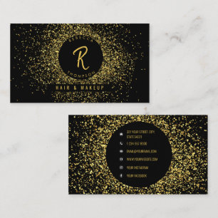 Gold & Black Glitter Soziale Medien Visitenkarte