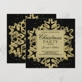 Gold & Black Glitzer Elegante Weihnachten Weihnach Einladung