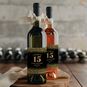 Gold Black Glitzer feiert 15 Jahre Jubiläum Weinetikett