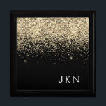 Gold Black Glitzer Girly Monogram Initials Erinnerungskiste<br><div class="desc">Monogram Name Jewelry Keepake Box für Schwarz und Gold Sparkle Glitzer. Dies macht den perfekten Abschluss,  Geburtstag,  Hochzeit,  Brautparty,  Jubiläum,  Babydusche oder Junggeselinnen-Abschied Geschenk für jemanden,  die Lieben glamourösen Luxus und schicke Stile.</div>