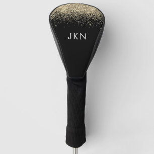 Gold Black Glitzer Girly Monogram Initials Golf Headcover