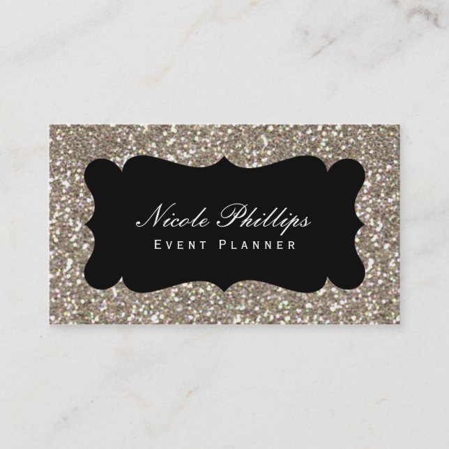 Gold & Black Glitzer Glam Chic Style Business Card Visitenkarte (Vorderseite)