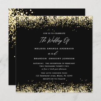 Gold Black Glitzer Moderne Hochzeitseinladung Einladung