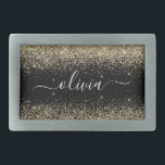 Gold Black Glitzer Script Monogram Girlaname Rechteckige Gürtelschnalle<br><div class="desc">Schwarz und Gold Sparkle Glitzer Script Monogram Name Gürtelschnalle. Das macht den perfekten Abschluss,  süß 16 16.,  18.,  21.,  30.,  40.,  50.,  60.,  70.,  80.,  90.,  100. Geburtstag,  Hochzeit,  Brautparty,  Jubiläum,  Babydusche oder Junggeselinnen-Abschied Geschenk für jemanden,  der Luxus und Chic Stil Lieben glänze.</div>