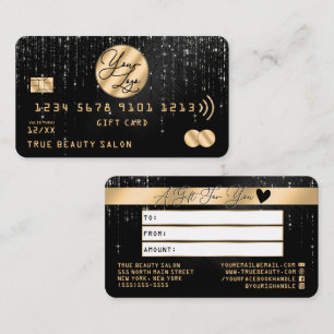 Gold Black Glitzer Tropfens Gutschrift Visitenkarte