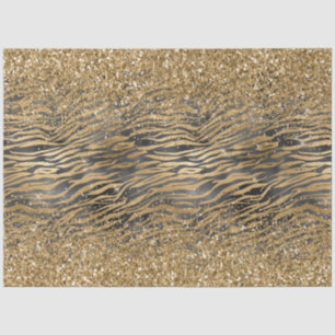 Gold Black Glitzy Glitzer Sparkle Zebra Print Seidenpapier