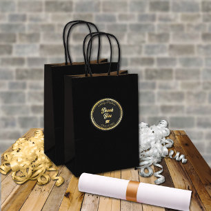 Gold   Black Grad Cap Klasse von 2023 Vielen Dank Runder Aufkleber