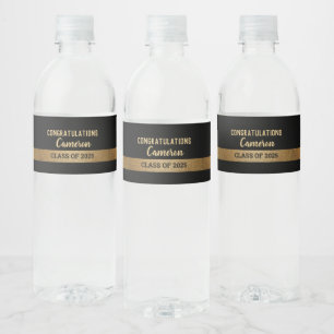 Gold Black Graduate personalisiert Custom Class Ja Wasserflaschenetikett