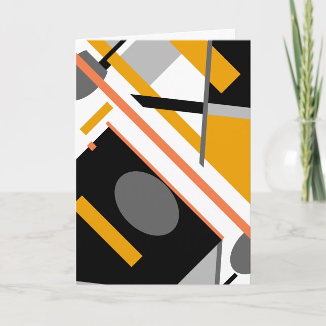 Gold Black Gray Diagonal Geometric on Whitited Karte (Vorderseite)