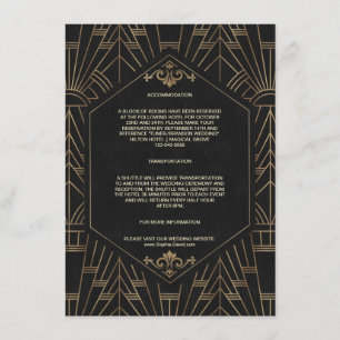 Gold Black Great Gatsby 20s Hochzeitsunterkunft Begleitkarte