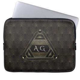 Gold Black Great Gatsby Art Deco 20s Monogram Laptopschutzhülle