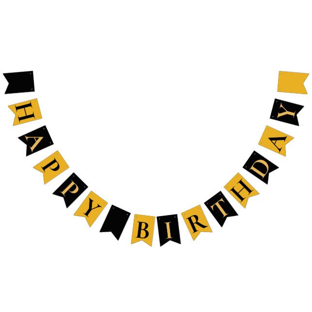 Gold Black Happy Birthday Bunting Flags Wimpelkette (Alle)