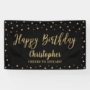 Gold & Black Happy Geburtstags-Party-Banner Banner