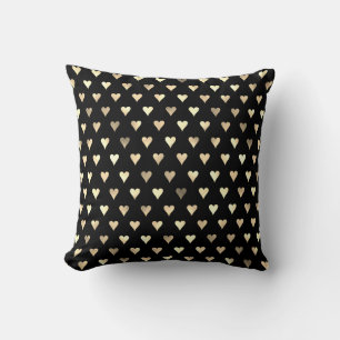 Gold Black Heart Metallic Confetti Elegante Kissen