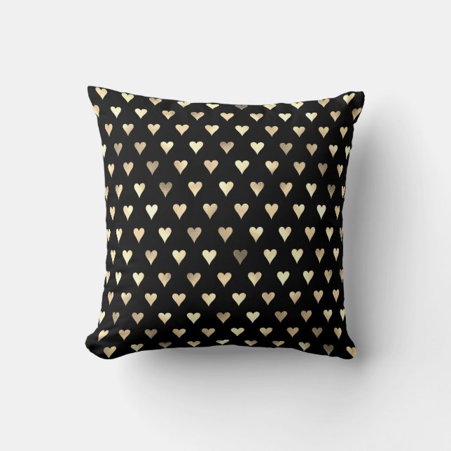 Gold Black Heart Metallic Confetti Elegante Kissen (Vorderseite)