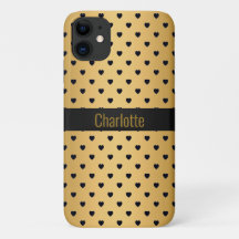 GOLD BLACK HEART PATTER IPHONE anpassbar