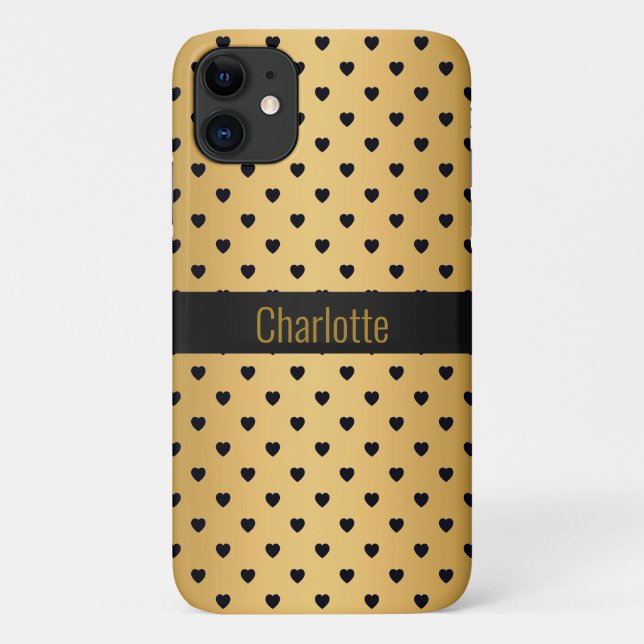 GOLD BLACK HEART PATTER IPHONE anpassbar Case-Mate iPhone Hülle (Rückseite)