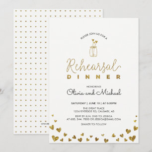 Gold & Black   Hearts Probe Dinner Einladung