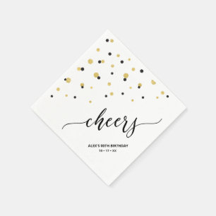 Gold Black Hexagon Confetti Cheers Custom Party Serviette