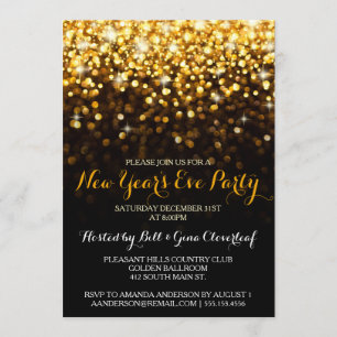 Gold Black Hollywood Glam Silvester Party Einladung