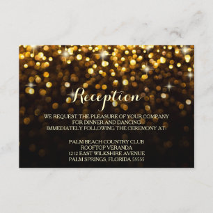 Gold Black Hollywood Glitz Glam Empfangskarte Einladung