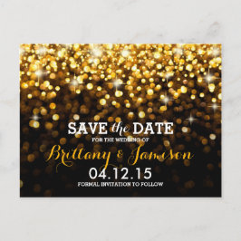 Gold Black Hollywood Glitz Glam Save the Date Ankündigungspostkarte