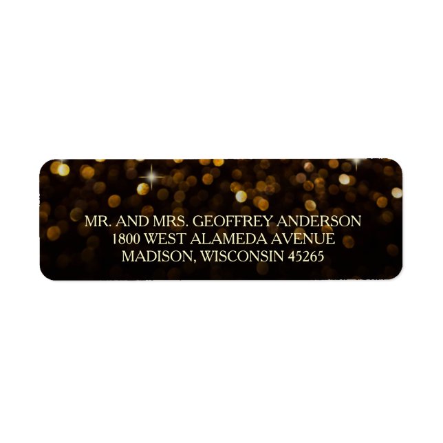 Gold Black Hollywood Glitz Glam Wedding Label (Vorne)