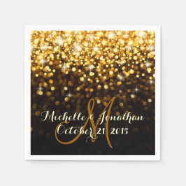 Gold Black Hollywood Glitz Glam Wedding Napkin Serviette