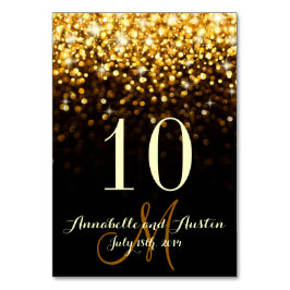 Gold Black Hollywood Glitz Glam Wedding Table Card Tischnummer