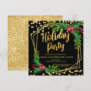 Gold Black Holtrahmen Glitzer Holiday Corporate Einladung