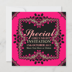 Gold Black & Hot Pink Girls Night Party Einladung