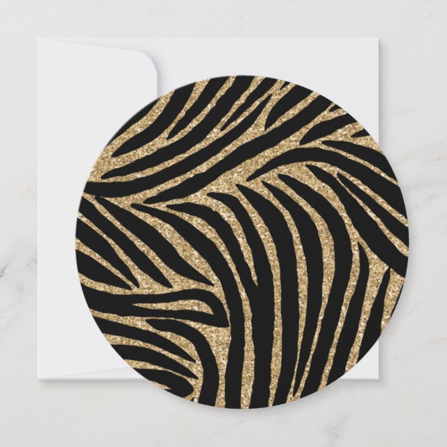 Gold Black Imitate Glitzer Zebra Print 16 . Geburt Einladung (Vorderseite)