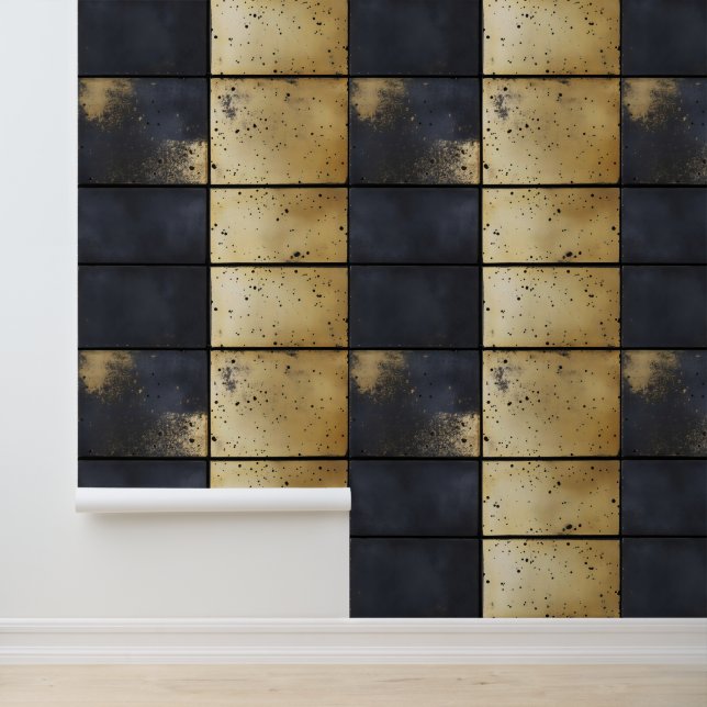 Gold Black Industrial Pattern Tapete (Anwendung)