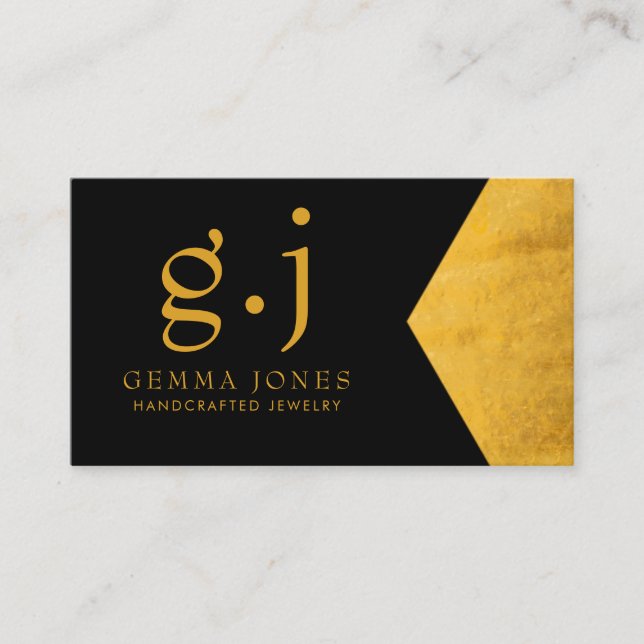 Gold Black Jewelier Designer Imitate Gold Foil Edg Visitenkarte (Vorderseite)
