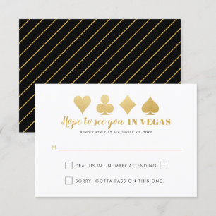 Gold Black Las Vegas Wedding Sign Funny Wording RSVP Karte