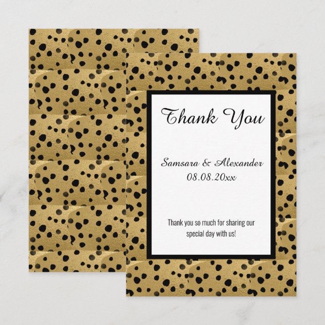 GOLD BLACK LEOPARD DESIGN THANKYOU CARD EINLADUNG (Vorne/Hinten)