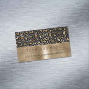 Gold Black Leopard Glitzer Magnetische Visitenkarte