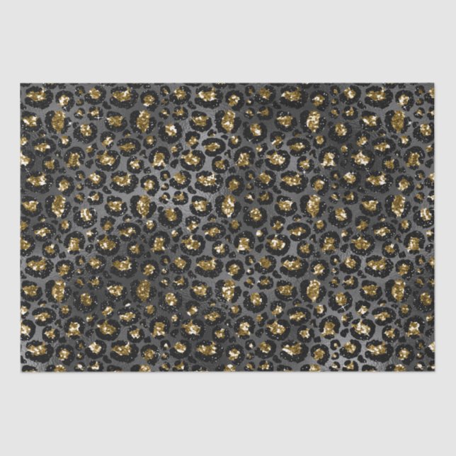 Gold Black Leopard Glitzer Seidenpapier (Vorderseite)