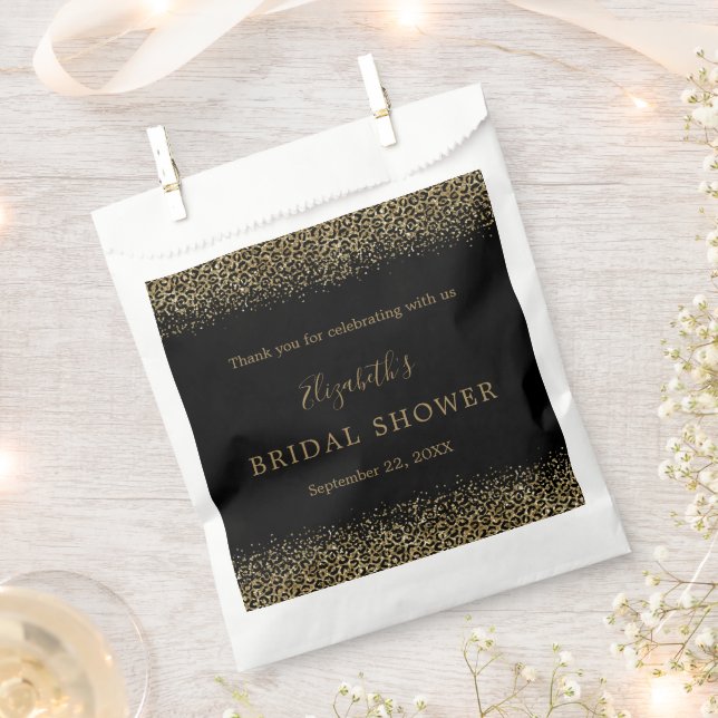 Gold Black Leopard Print Glam Brautparty Geschenktütchen (Ausgeschnitten)