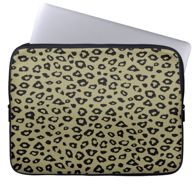 Gold Black Leopard Print Laptopschutzhülle (Vorderseite)